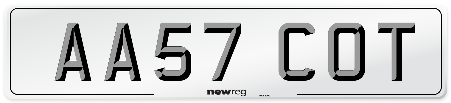 AA57 COT Number Plate from New Reg